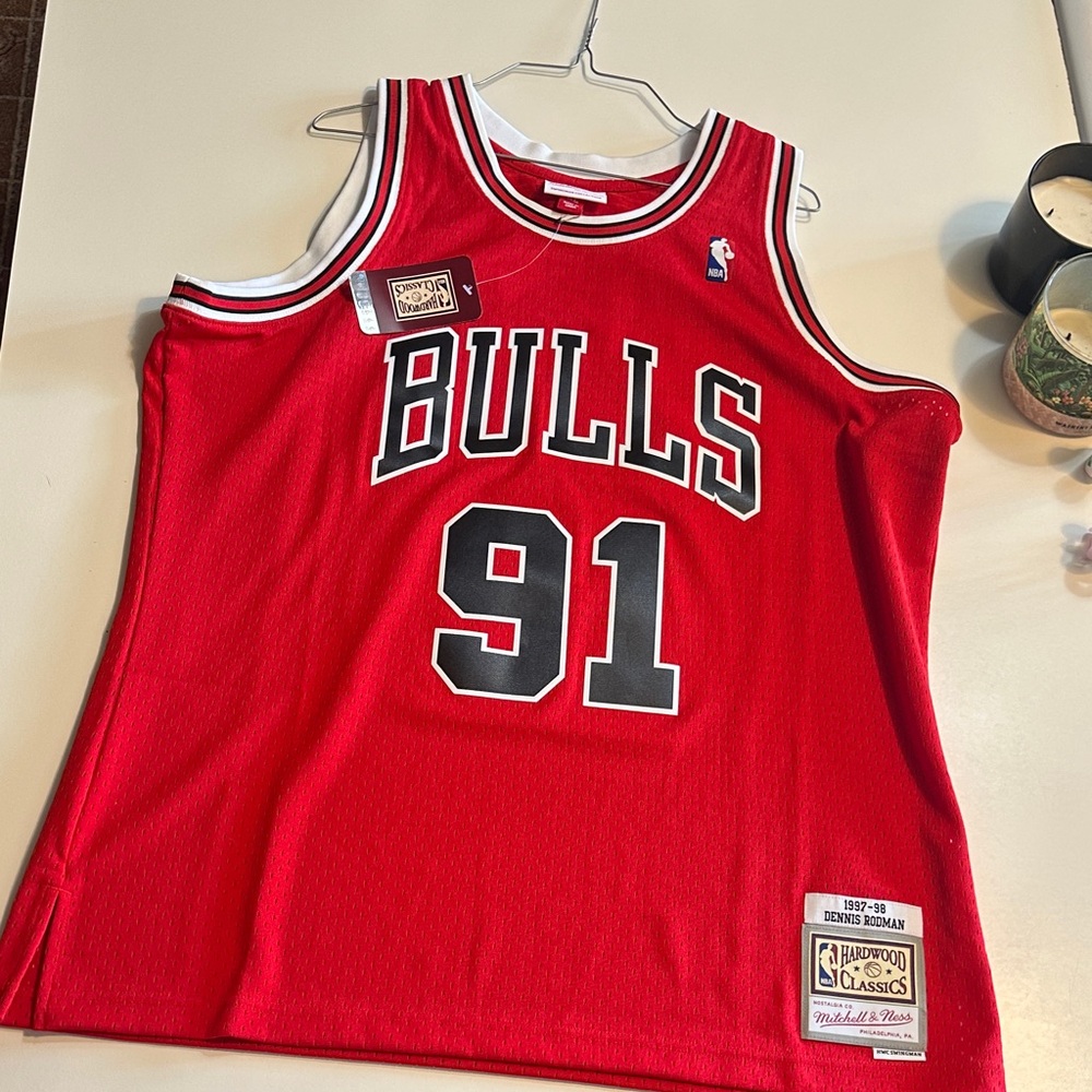 Mitchell & Ness Bulls 91 Red Jersey